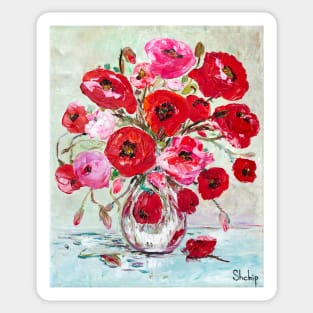 Bouquet Of Red Poppies Sticker